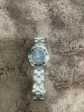 Marc Jacobs Silver Bracelet Watch with Black Dial Accent